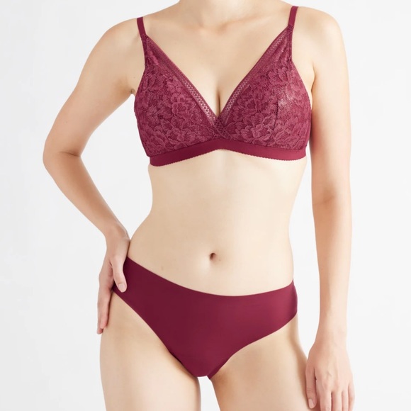 Knix women’s Deep V lace bralette size XXL burgundy red NWT! - Picture 2 of 13